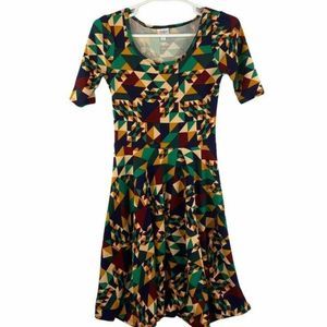 Lularoe Womens A Line Dress Multicolor Geometric S